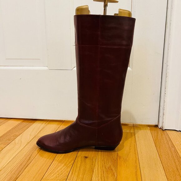 Vintage Etienne Aigner Burgundy Leather Oxblood Riding Boots Size 8.5 M - Picture 3 of 16